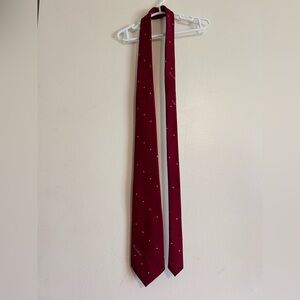 Oscar de la Renta Deep Red Tie with Elegant Dots
